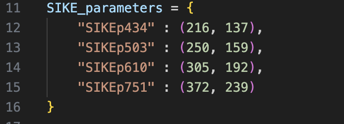 Abbildung 1: SIKE Parametern in den Code