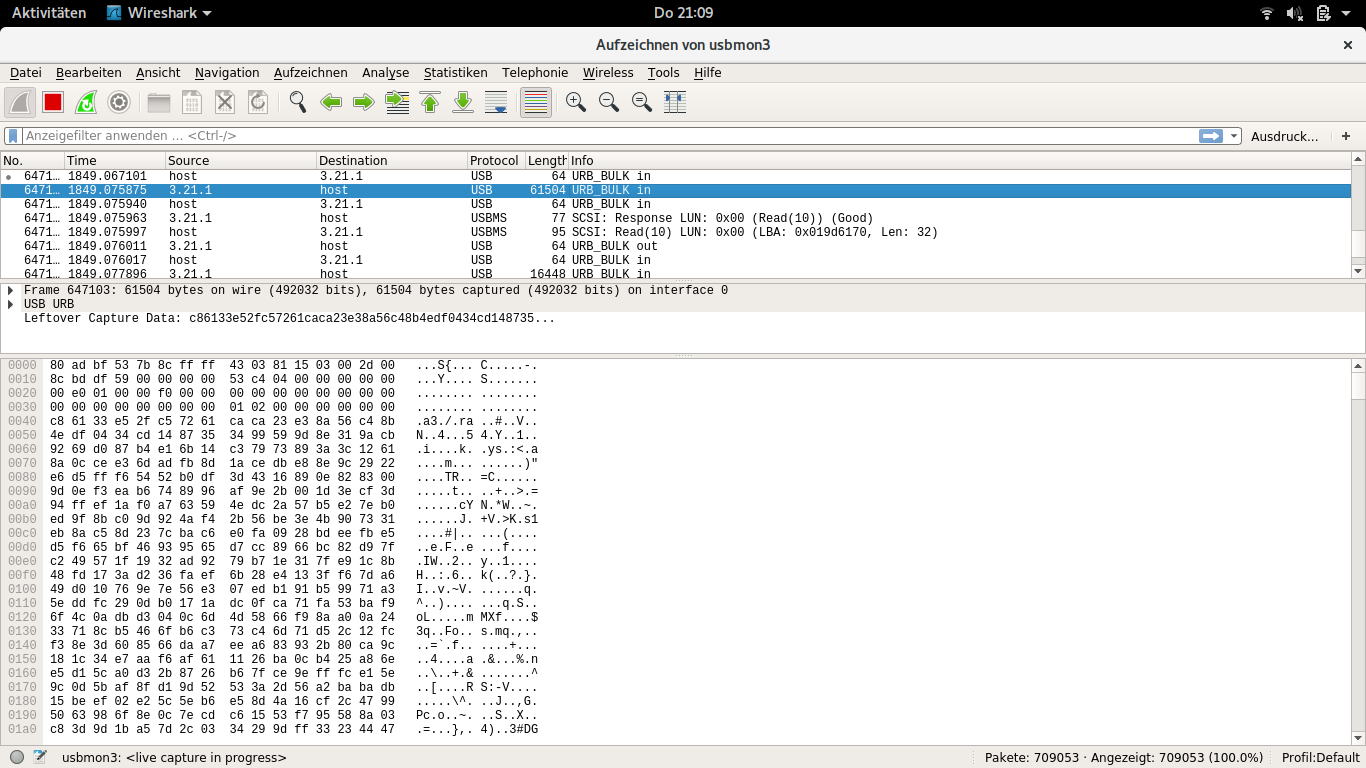 Screenshot von Wireshark mit Datei die Random Input enthält